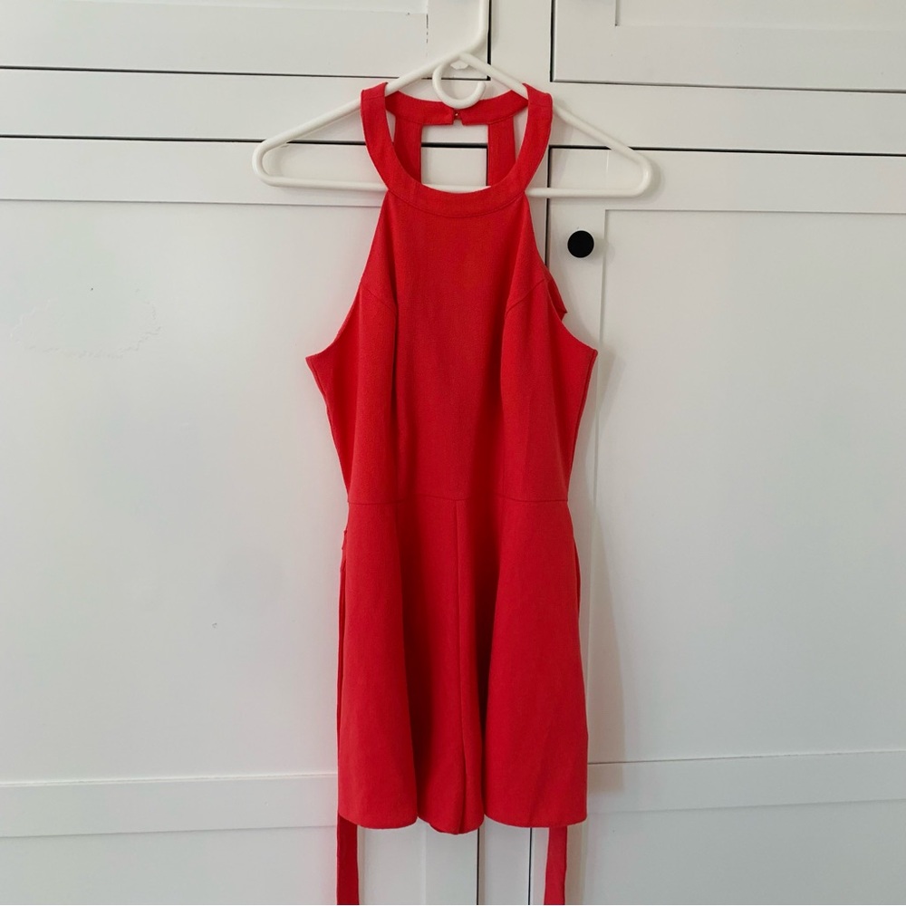 Petites Pink Halter Belt Romper Size 8
